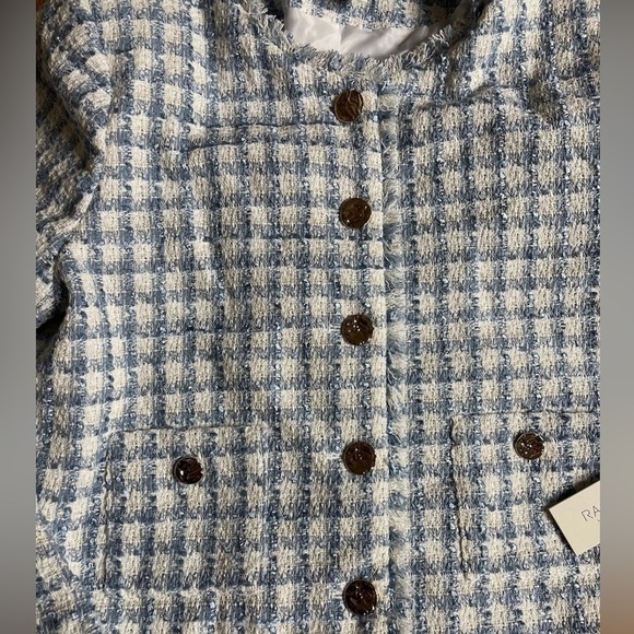 NWT Rachel Zoe Tweed Blue & Gold Blazer Size Large - Picture 3 of 8
